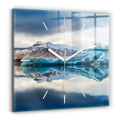 Square glass wall clock Lake Jokulsarlon Iceland