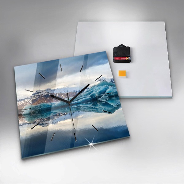 Square glass wall clock Lake Jokulsarlon Iceland