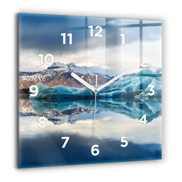Square glass wall clock Lake Jokulsarlon Iceland