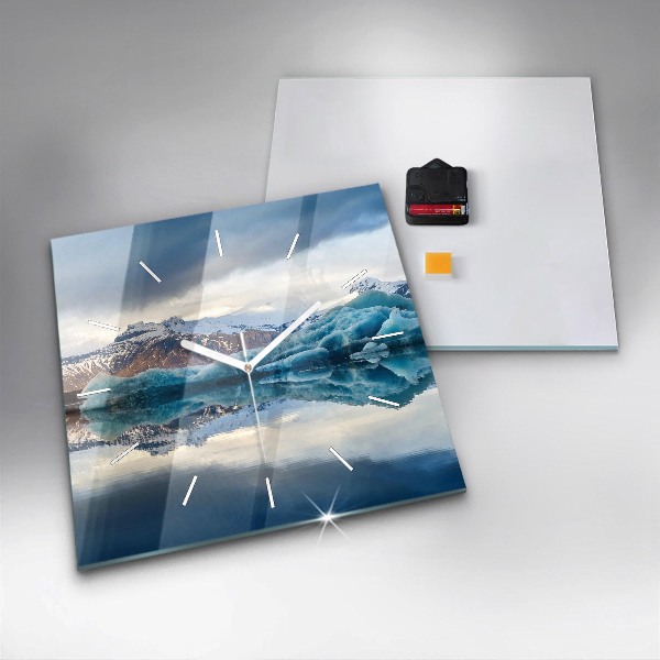 Square glass wall clock Lake Jokulsarlon Iceland
