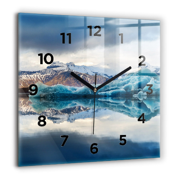 Square glass wall clock Lake Jokulsarlon Iceland