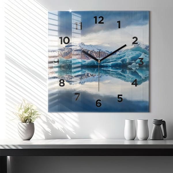 Square glass wall clock Lake Jokulsarlon Iceland