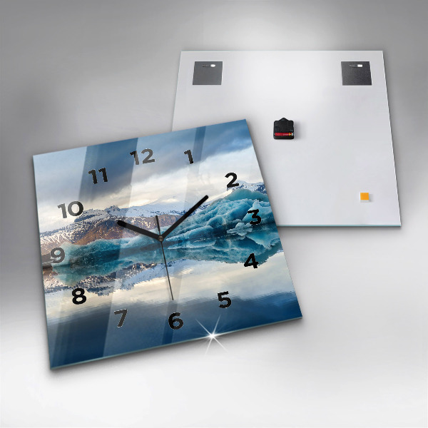 Square glass wall clock Lake Jokulsarlon Iceland