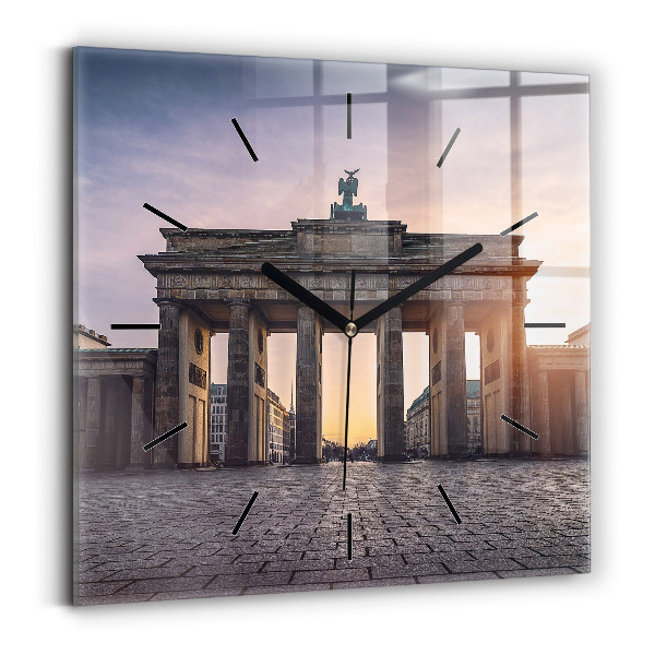 Square glass wall clock Brandenburg Gate