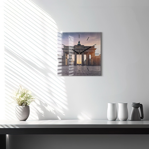 Square glass wall clock Brandenburg Gate