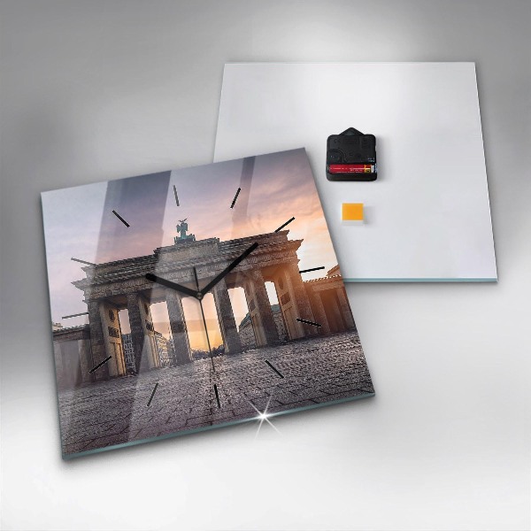 Square glass wall clock Brandenburg Gate