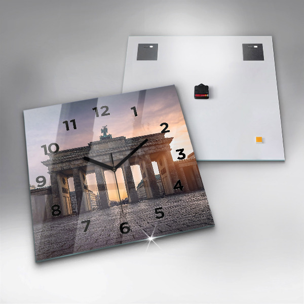 Square glass wall clock Brandenburg Gate