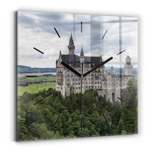 Square glass wall clock Neuschwanstein Castle