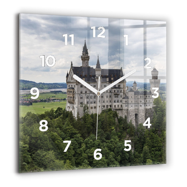 Square glass wall clock Neuschwanstein Castle