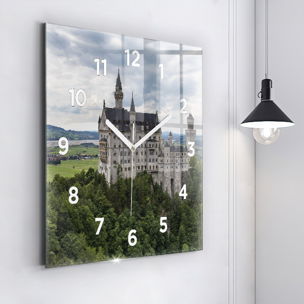 Square glass wall clock Neuschwanstein Castle