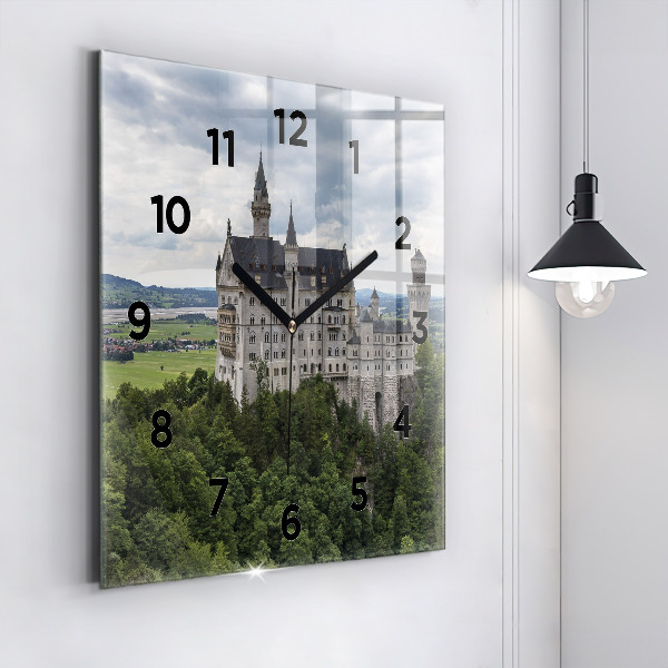 Square glass wall clock Neuschwanstein Castle
