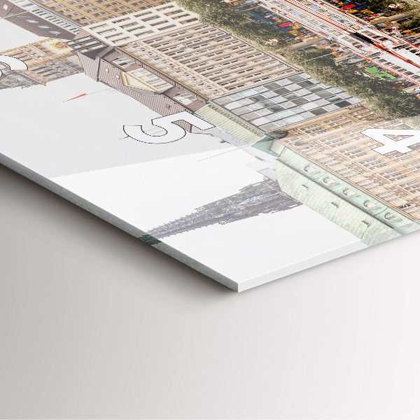 Square glass wall clock River Hamburg Germany