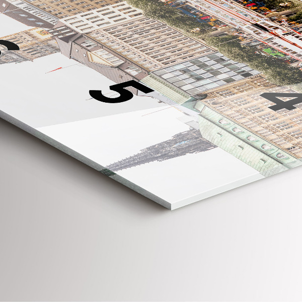 Square glass wall clock River Hamburg Germany