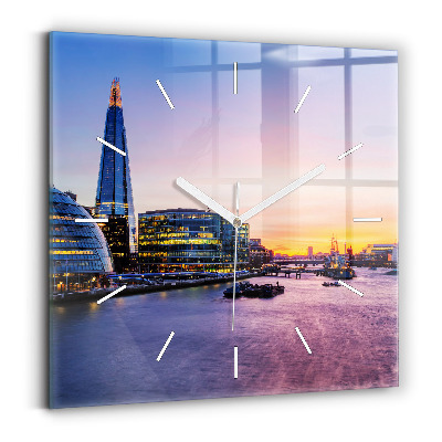 Square glass wall clock View of London