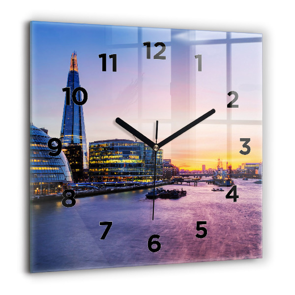 Square glass wall clock View of London