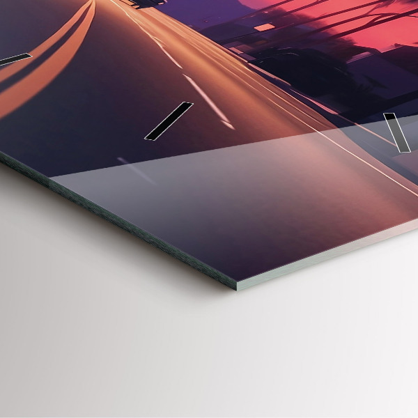 Square glass wall clock Sunset in LA