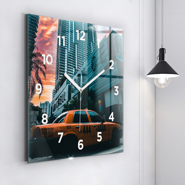Square glass wall clock Miami, Florida