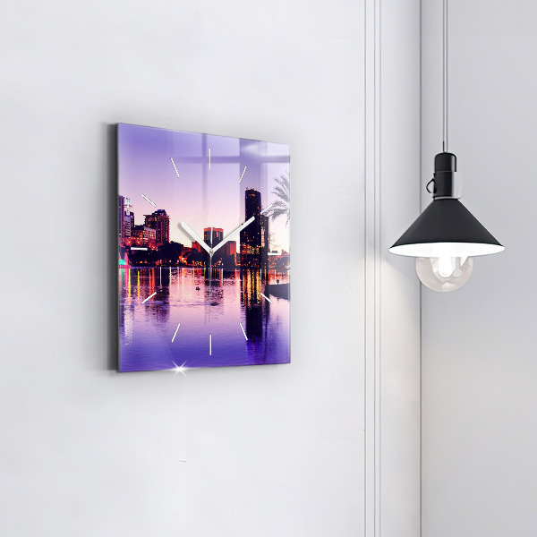 Square glass wall clock Orlando city skyline
