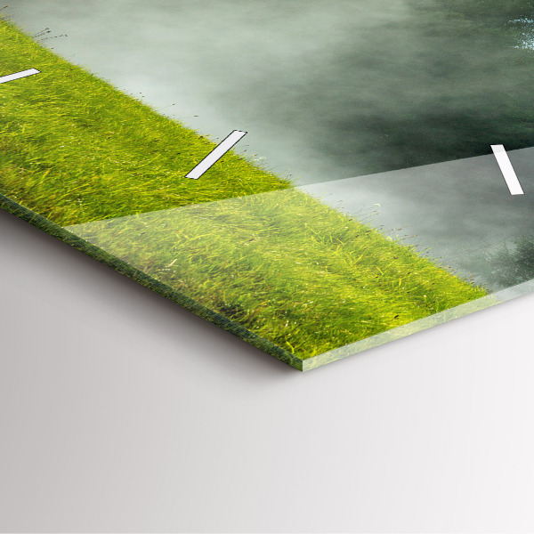 Square glass wall clock Mountain landscape