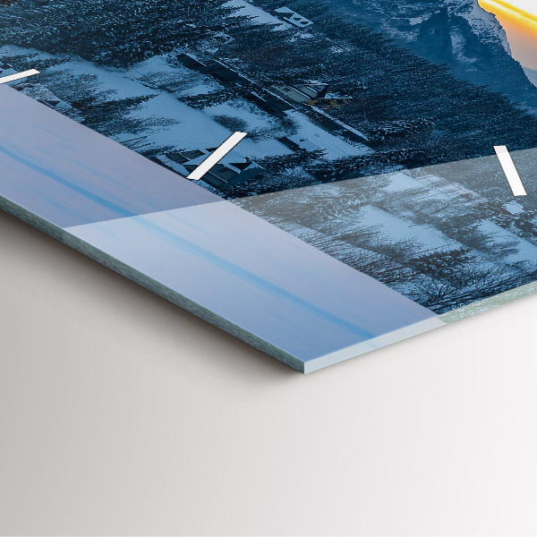 Square glass wall clock Mountain landscape