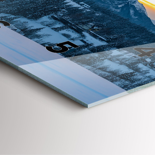 Square glass wall clock Mountain landscape
