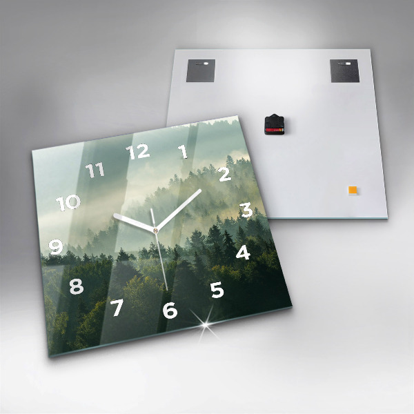 Square glass wall clock Sunrise Beskids
