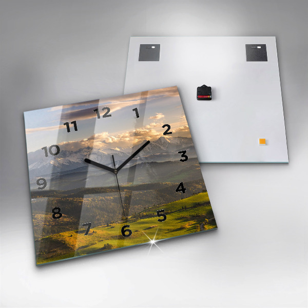 Square glass wall clock Pieniny – Wysoki Wierch