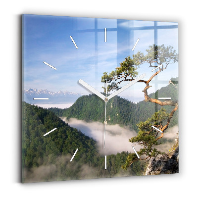 Square glass wall clock Sokolica Peak in the Pieniny Mountains