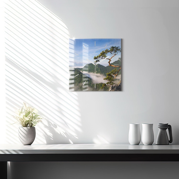Square glass wall clock Sokolica Peak in the Pieniny Mountains