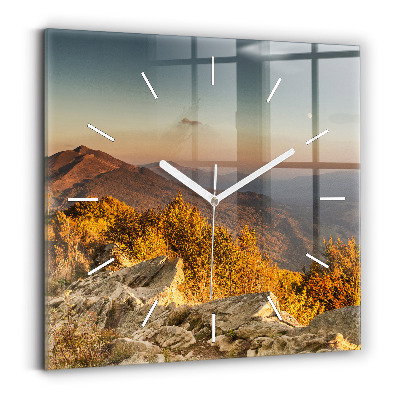Square glass wall clock Bieszczady Mountains