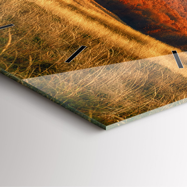 Square glass wall clock Mountain landscape