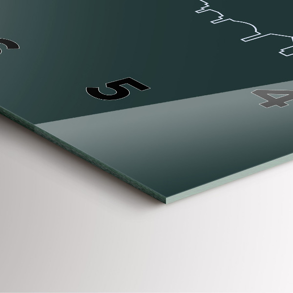 Square glass wall clock Line art of the city of Brno