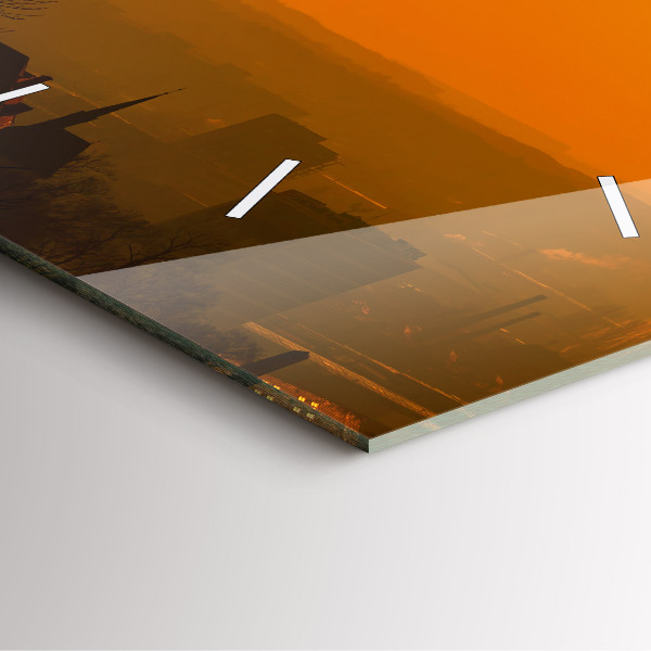 Square glass wall clock View of the Brno Cathedral