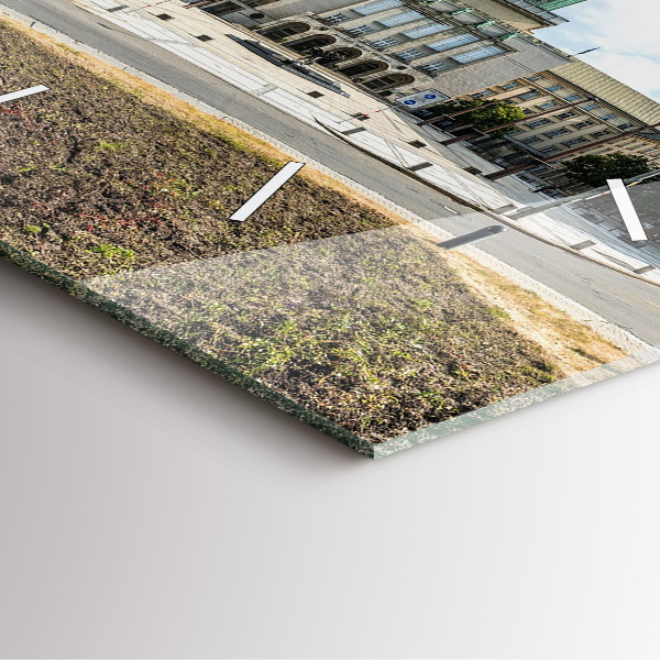 Square glass wall clock Panorama of the city of Ostrava