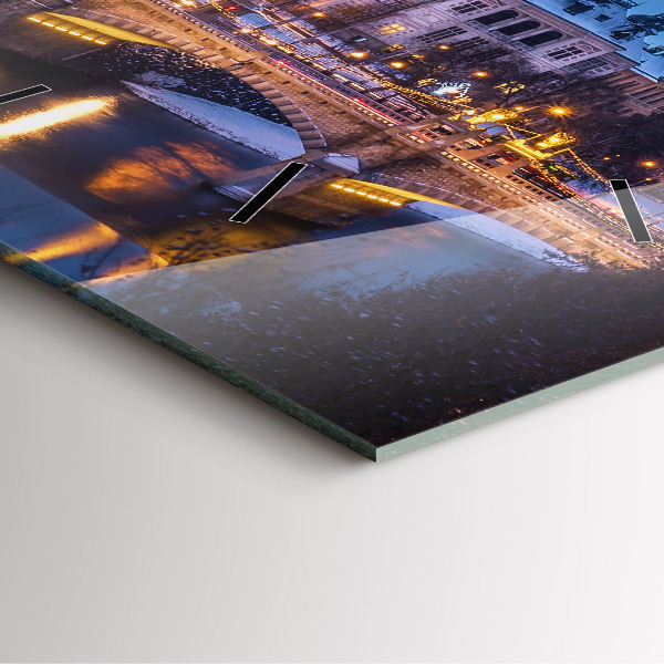 Square glass wall clock Panorama of the city of Pilsen