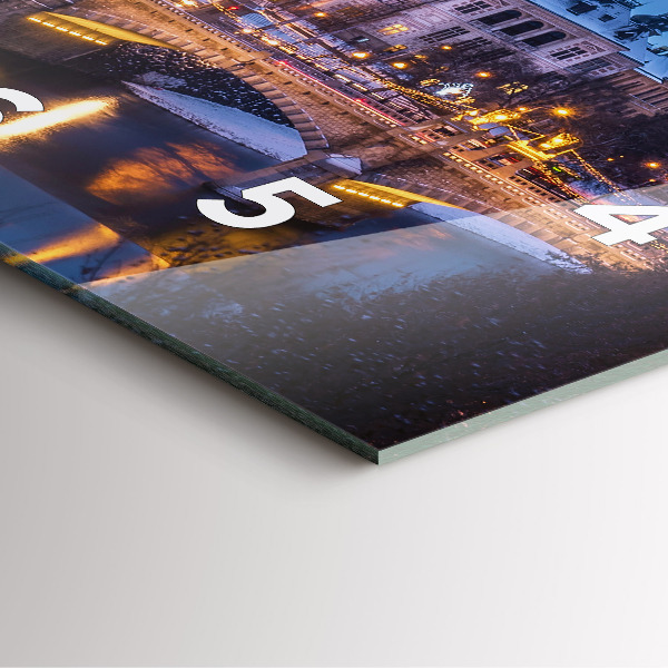 Square glass wall clock Panorama of the city of Pilsen