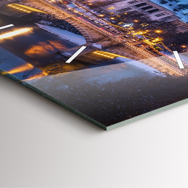 Square glass wall clock Panorama of the city of Pilsen