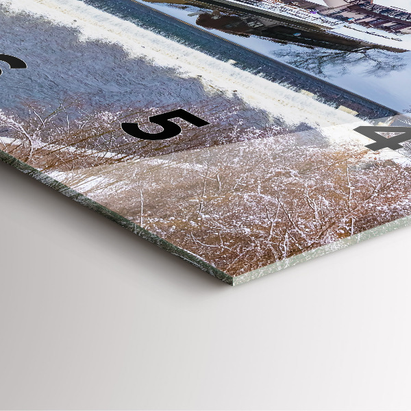 Square glass wall clock Panorama of the city in winter