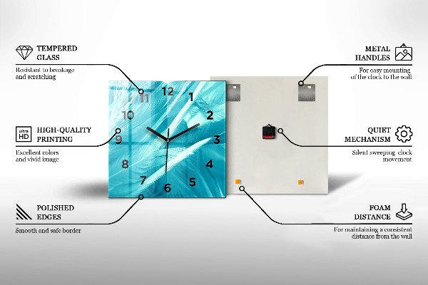 Square glass wall clock Moravia Rural Landscape