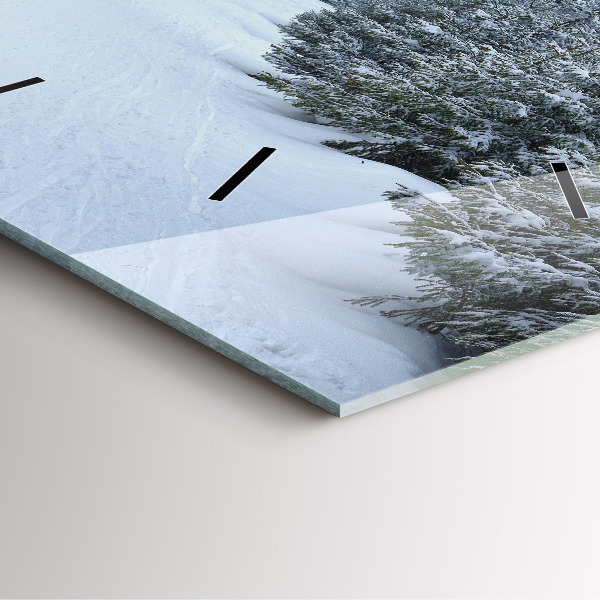 Square glass wall clock Czech Giant Mountains in winter