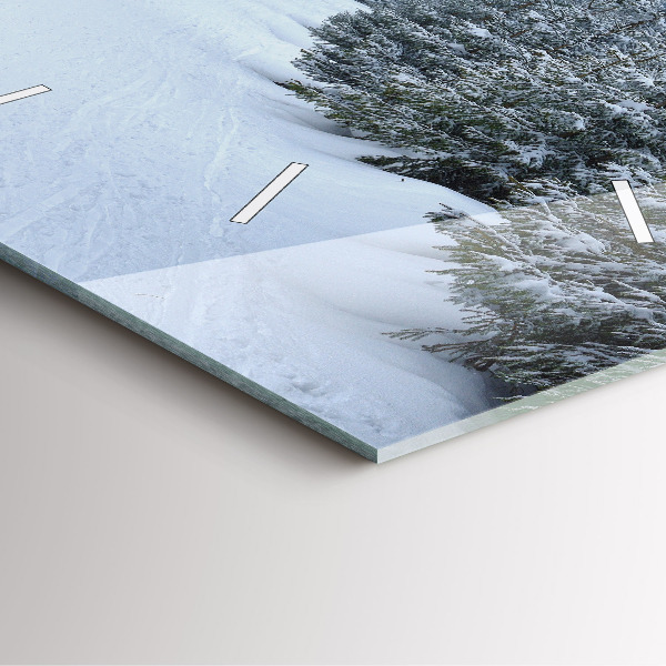 Square glass wall clock Czech Giant Mountains in winter
