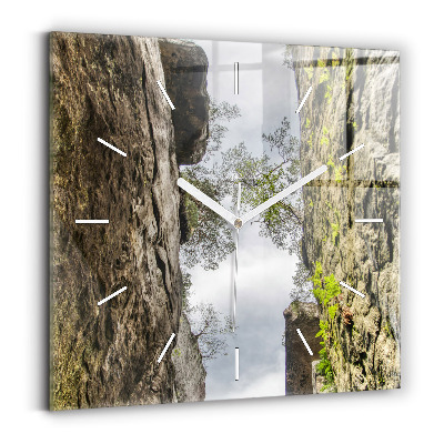 Square glass wall clock Rock city in the Czech Republic