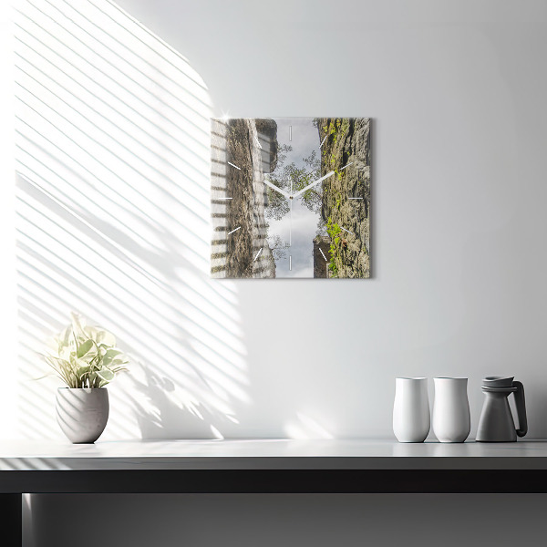 Square glass wall clock Rock city in the Czech Republic