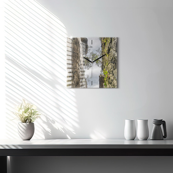 Square glass wall clock Rock city in the Czech Republic