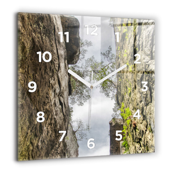 Square glass wall clock Rock city in the Czech Republic
