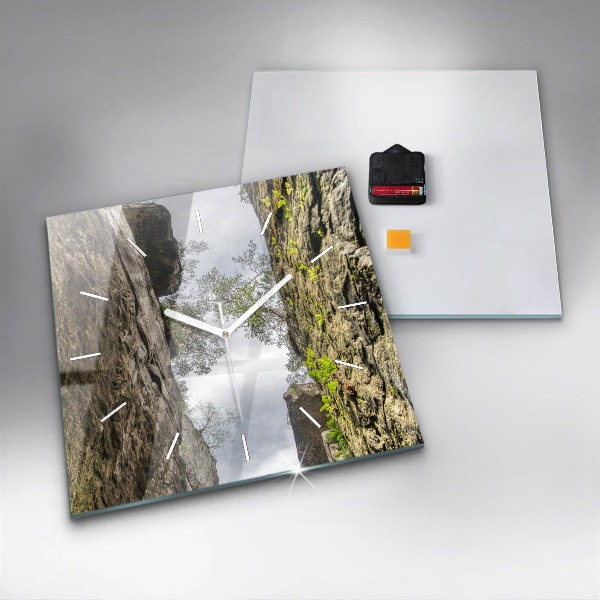 Square glass wall clock Rock city in the Czech Republic