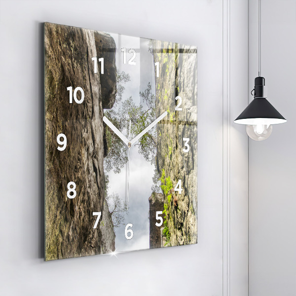 Square glass wall clock Rock city in the Czech Republic
