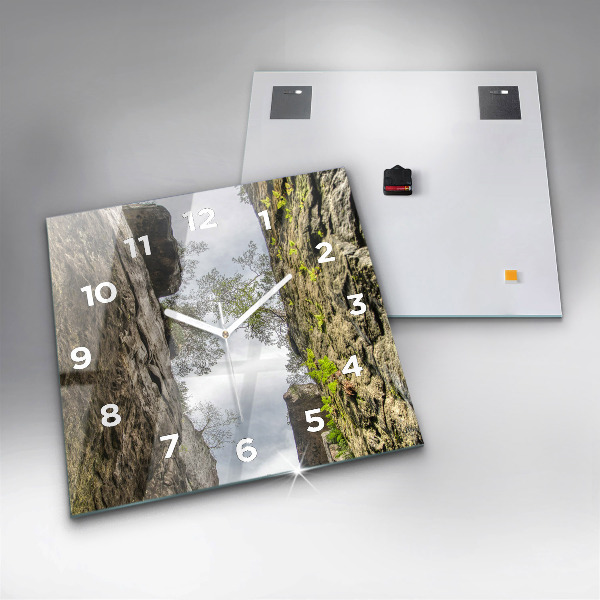 Square glass wall clock Rock city in the Czech Republic