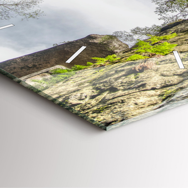 Square glass wall clock Rock city in the Czech Republic