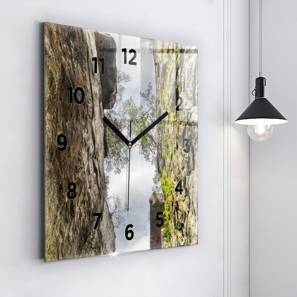 Square glass wall clock Rock city in the Czech Republic